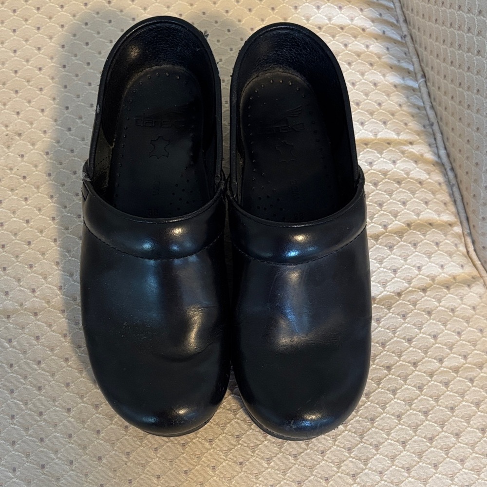 Dansko Black Leather Mules